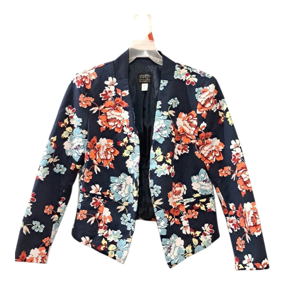 Simply Styled Floral blazer navy red blue Size M
